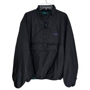 Vintage EBTEK Eddie Bauer Mens Large Anorak Quarter Zip Jacket Black Teal‎ L/G